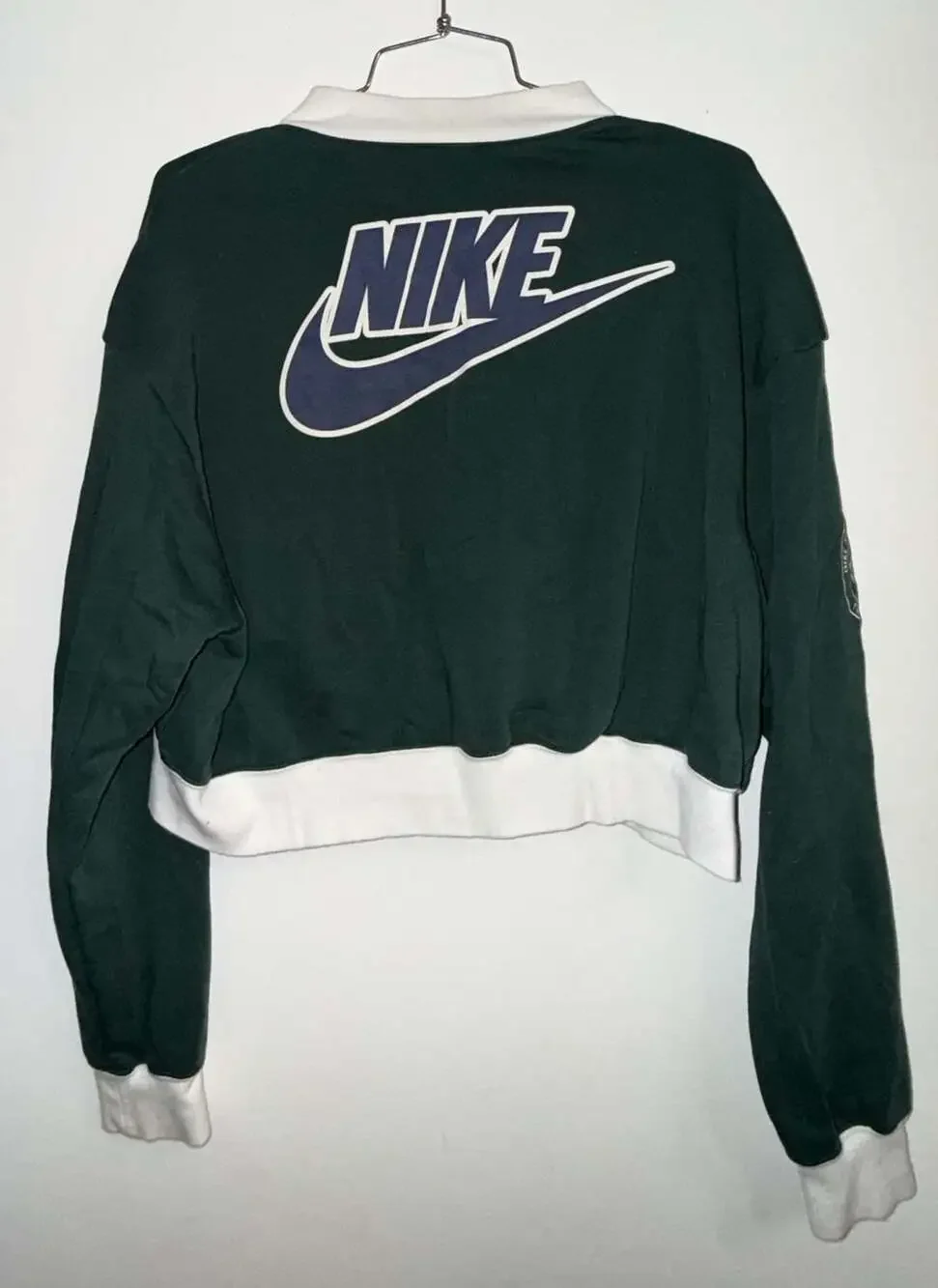 Nike Varsity Crop Club Jacket Size S Green Fleece
